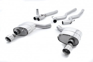 Cat Back Dual Outlet Non Resonated GT100 100mm Polished Trims