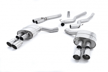 Quad Outlet Cat Back Non Resonated GT90 90mm Polished Trims