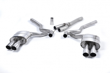Quad Outlet Cat Back Resonated GT90 90mm Polished Trims