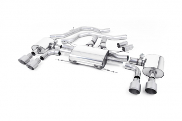 Front Pipe Back with Valved Silencer (Klappe) 100mm GT100 Brushed Titanium Trims mit EG