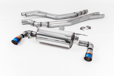 Cat Back RACE Non Resonated Burnt Titanium Dual 90mm GT90 Tips