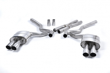 Quad Outlet Cat Back Non Resonated Valve Sonic (Klappe) with GT90 90mm Polished Trims