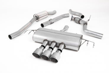 Cat Back Resonated ROAD+ with 3x GT100 100mm brushed Titanium Trims