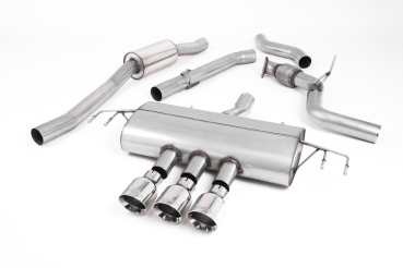Cat Back Resonated ROAD+ with 3x GT100 100mm Polished Trims
