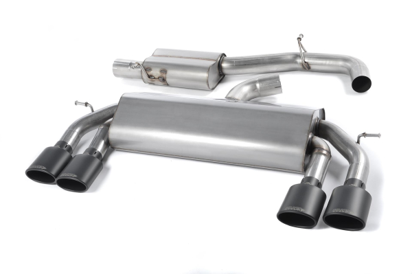 Cat-Back Non-Valved Race System Resonated Black Ceramic Oval Tips