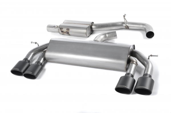 Cat-Back Non-Valved Race System Resonated Black Ceramic Oval Tips