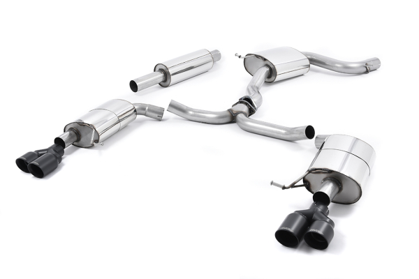 Cat Back Resonated Quad Round Cerakote Black Tips mit EG