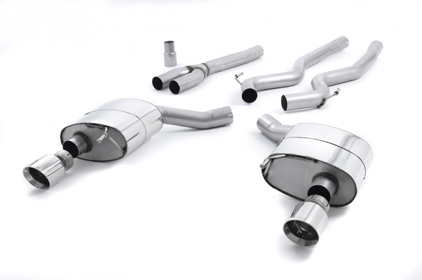 Cat Back Dual Outlet Non Resonated GT100 100mm Polished Trims