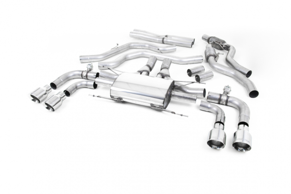 Cat Back with Valved Silencer (Klappe) 100mm GT100 polished Trims