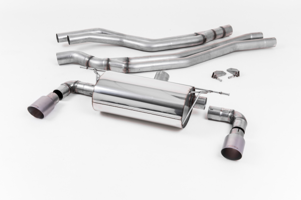 Cat Back ROAD Resonated Brushed Titanum Dual 90mm GT90 Tips mit EG