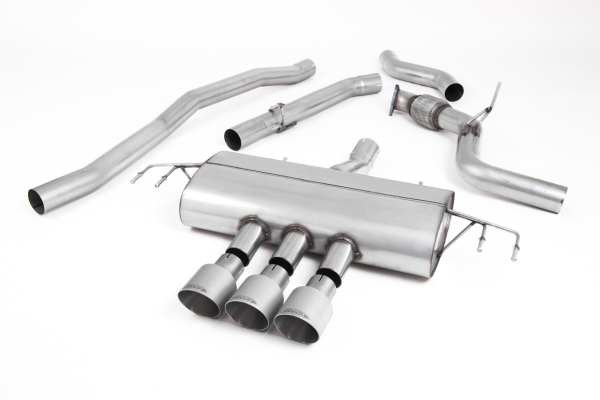 Cat Back Non Resonated RACE with 3x GT100 100mm brushed Titanium Trims